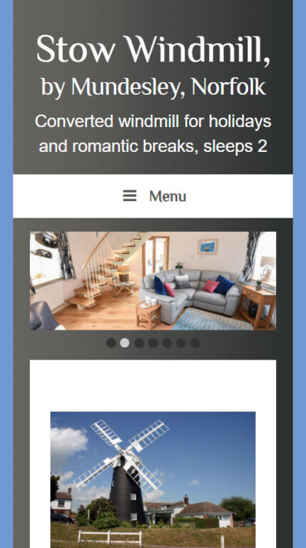Mobile holiday cottage website